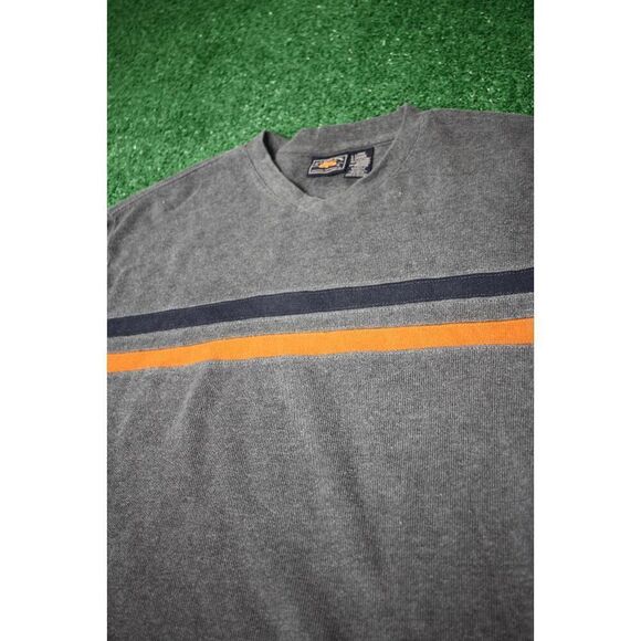 Route 66 Gray Striped Pullover Sweatshirt Large Vintage Style Crewneck - Picture 2 of 7